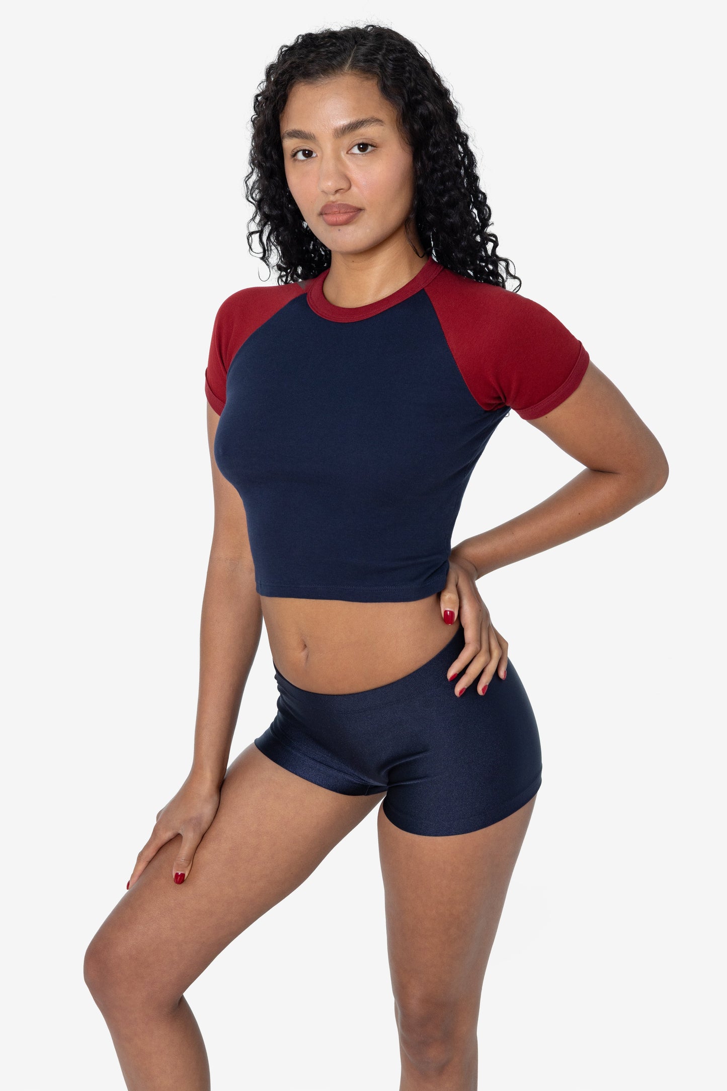 43077 - Baby Rib Short Sleeve Cropped Raglan
