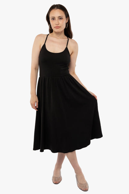 43208X - Baby Rib Cross Back Midi Dress