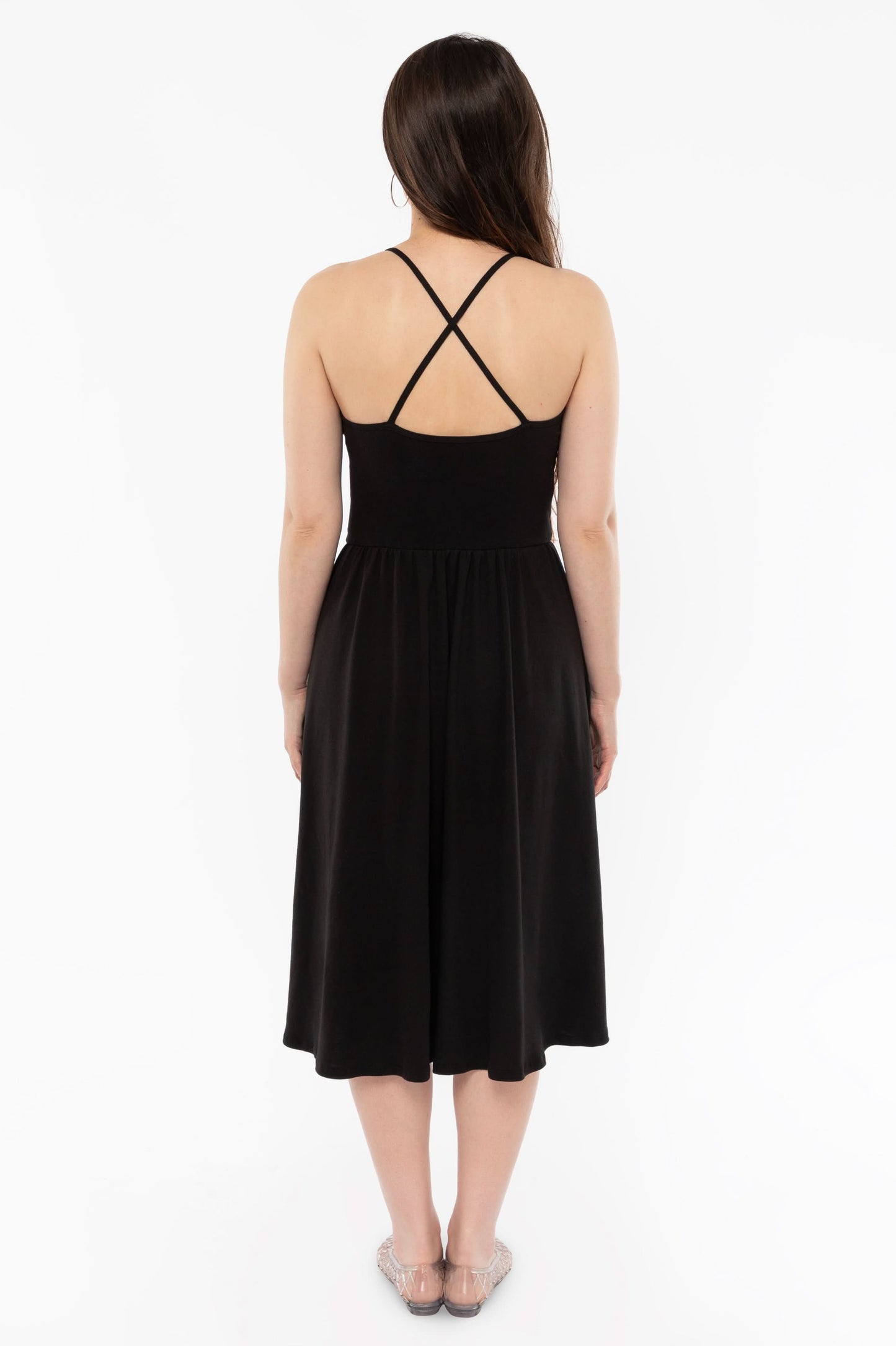 43208X - Baby Rib Cross Back Midi Dress