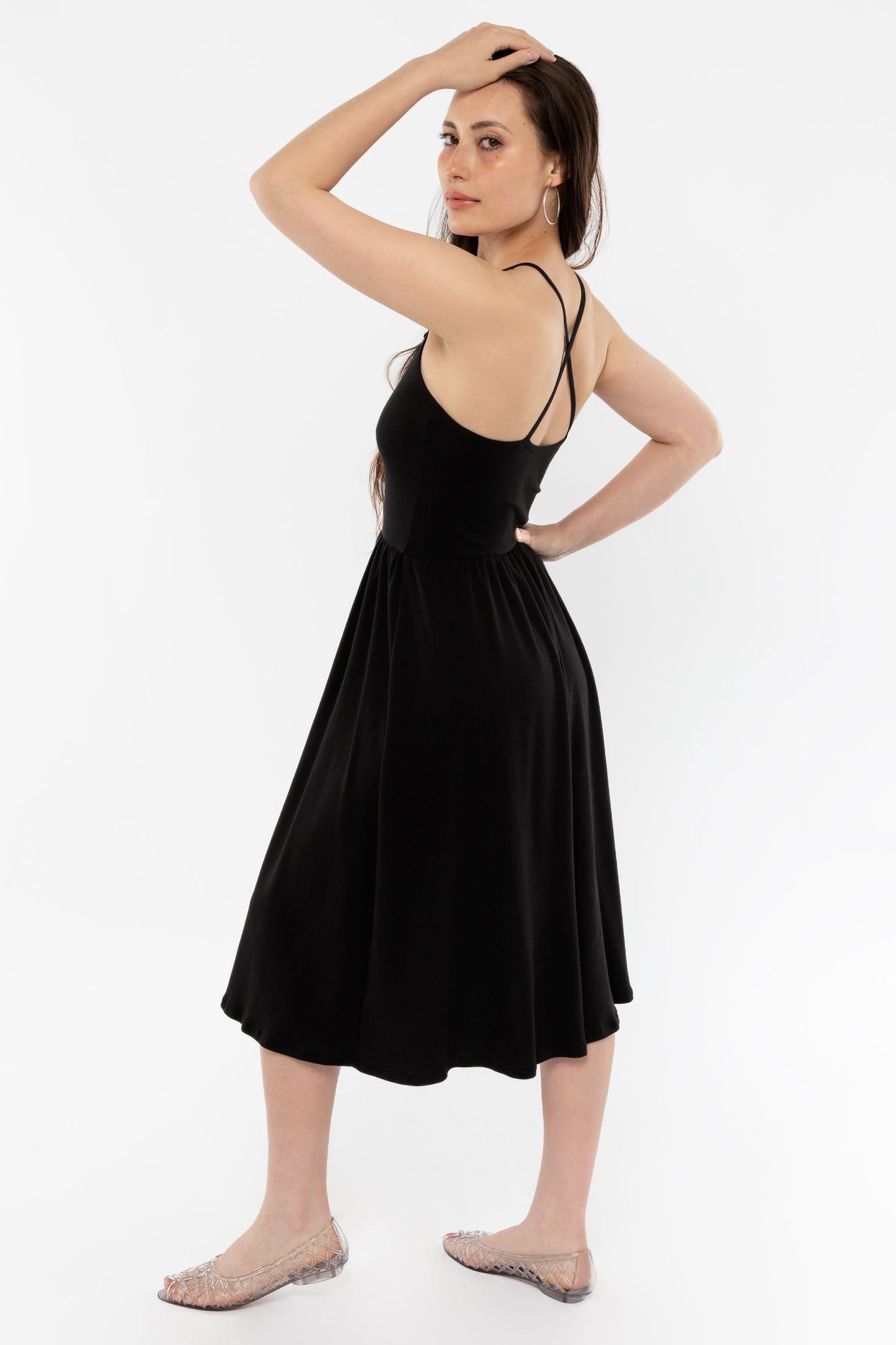 43208X - Baby Rib Cross Back Midi Dress