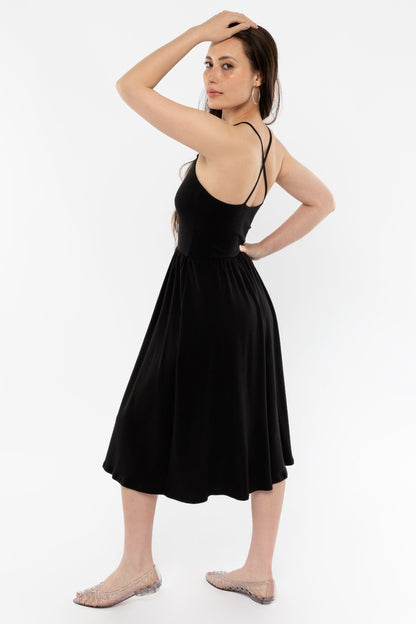 43208X - Baby Rib Cross Back Midi Dress