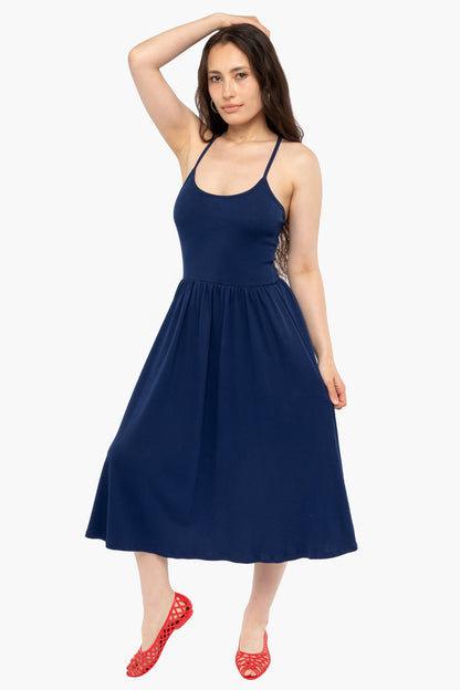 43208X - Baby Rib Cross Back Midi Dress