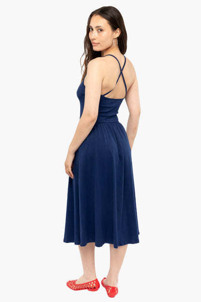 43208X - Baby Rib Cross Back Midi Dress