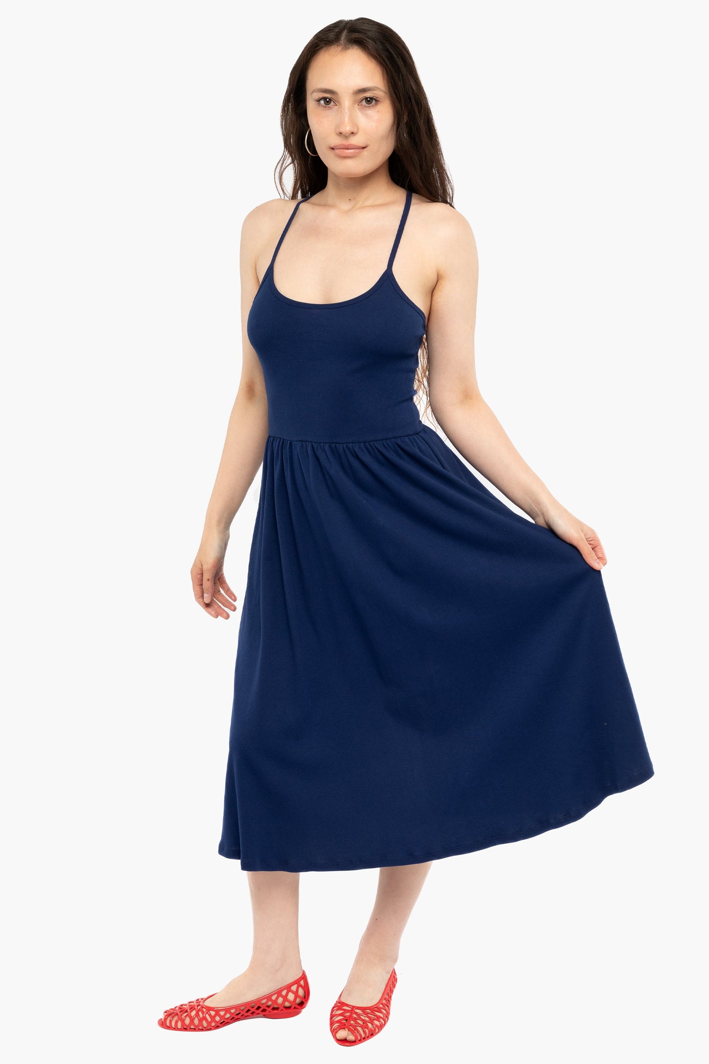 43208X - Baby Rib Cross Back Midi Dress