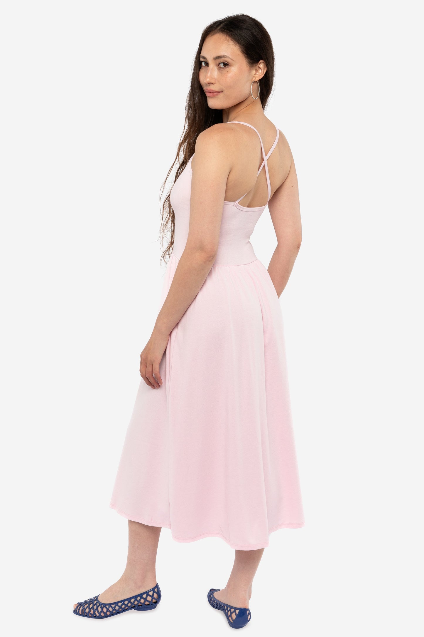 43208X - Baby Rib Cross Back Midi Dress