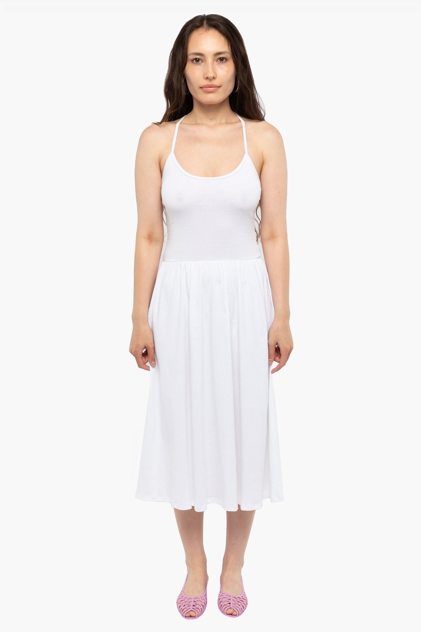 43208X - Baby Rib Cross Back Midi Dress