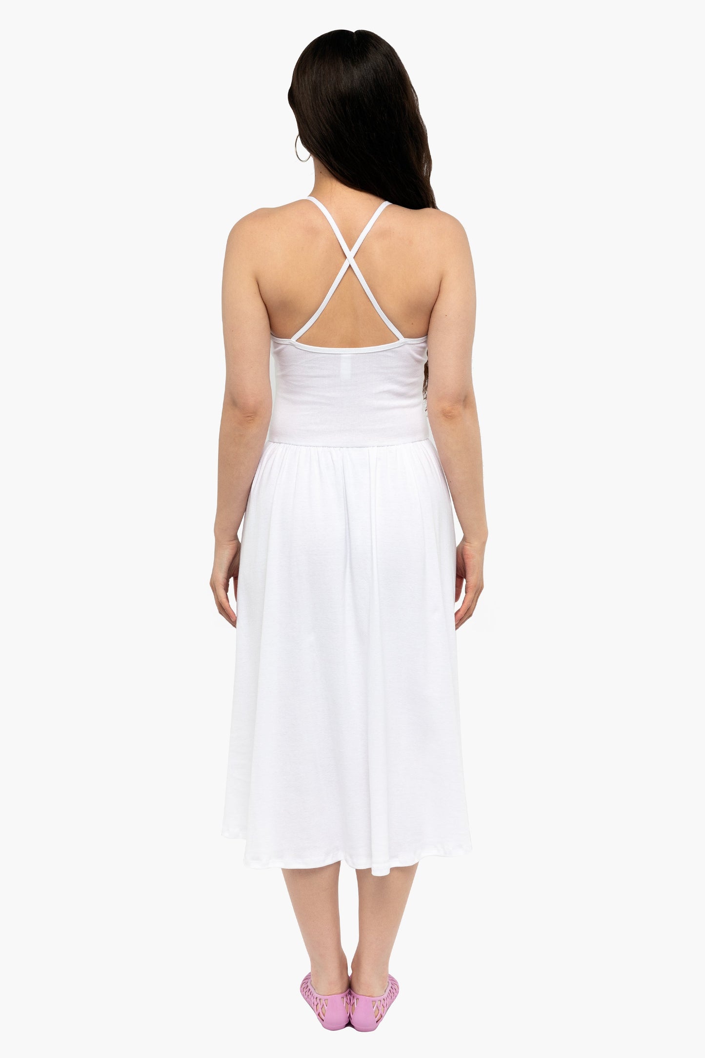 43208X - Baby Rib Cross Back Midi Dress