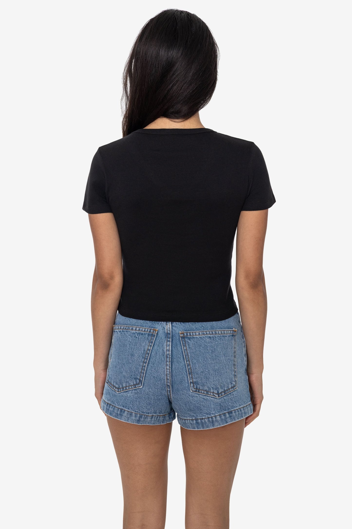 4356 - Baby Rib Short Sleeve V-Neck Crop Tee