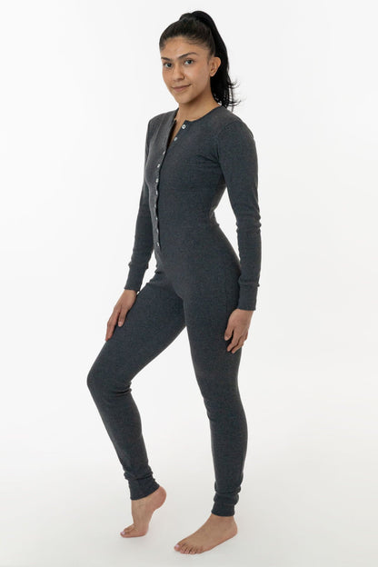 4390 - Poly Cotton Rib Henley One Piece