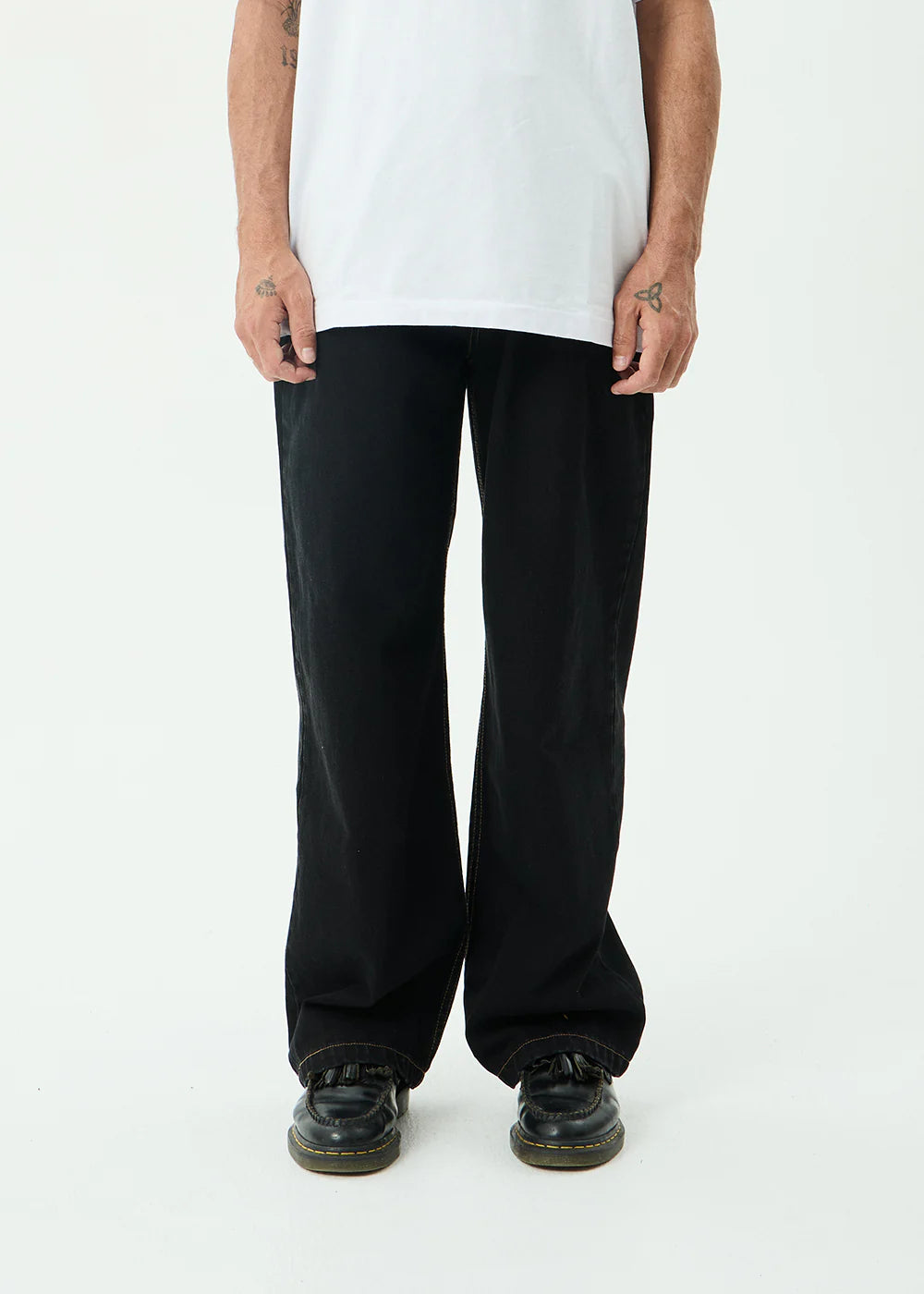 AFENDS Mens Pablo - Denim Baggy Jean - Washed Black