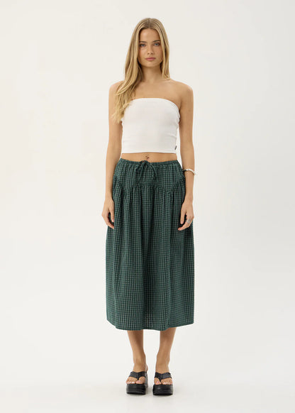 AFENDS Womens Marlow - Midi Skirt - Reverb Pine Check