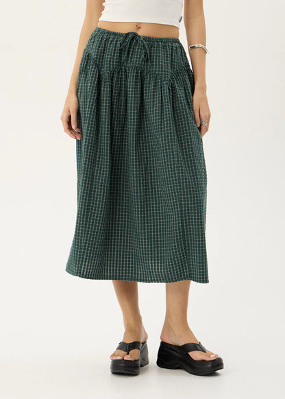AFENDS Womens Marlow - Midi Skirt - Reverb Pine Check