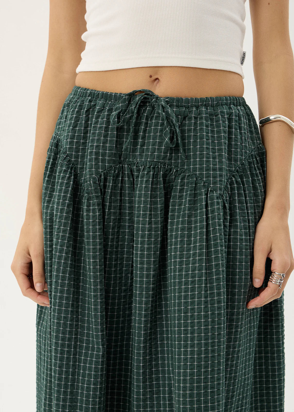 AFENDS Womens Marlow - Midi Skirt - Reverb Pine Check