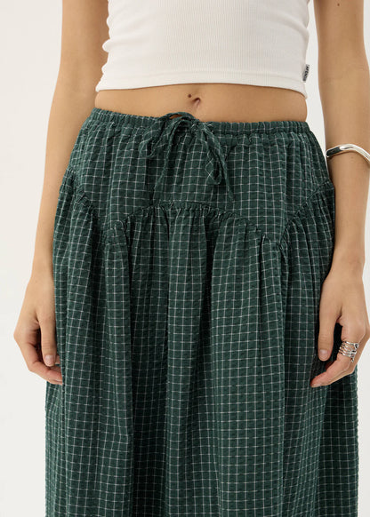 AFENDS Womens Marlow - Midi Skirt - Reverb Pine Check