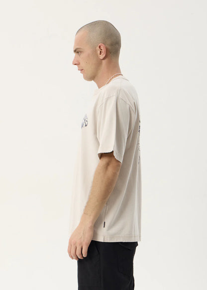 AFENDS Mens Scorpius - Heavyweight Boxy Tee - Moonbeam