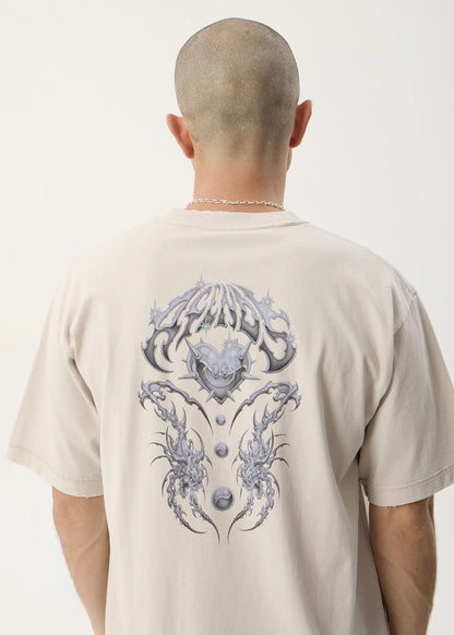 AFENDS Mens Scorpius - Heavyweight Boxy Tee - Moonbeam