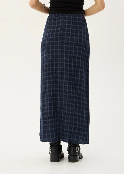 AFENDS Womens Lita - Seersucker Maxi Skirt - Thea Midnight Check