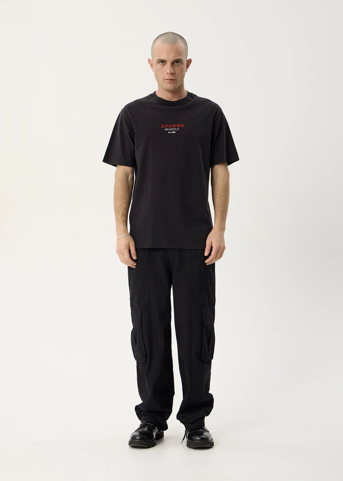 AFENDS Mens Anniversary - Retro Tee - Stone Black