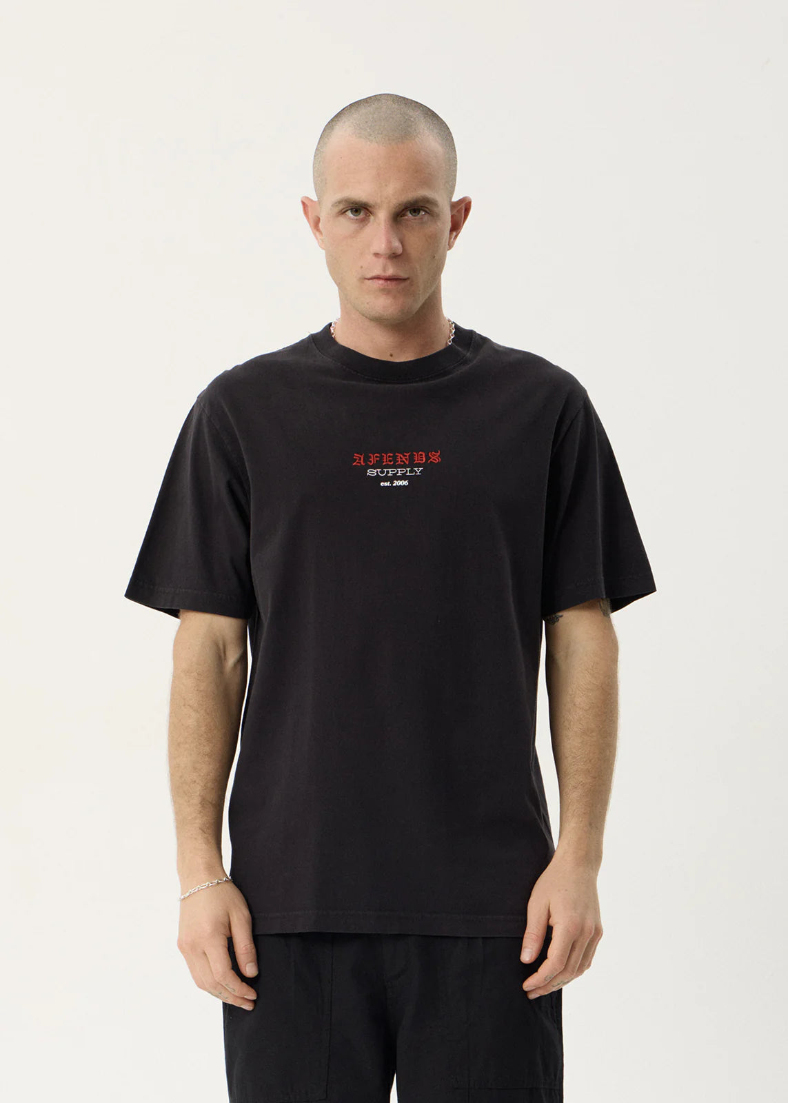 AFENDS Mens Anniversary - Retro Tee - Stone Black