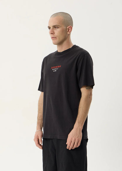 AFENDS Mens Anniversary - Retro Tee - Stone Black