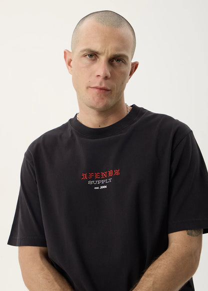 AFENDS Mens Anniversary - Retro Tee - Stone Black