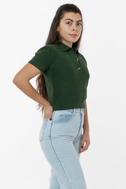 RFK46GD - Cotton Short Sleeve Cropped Polo Sweater