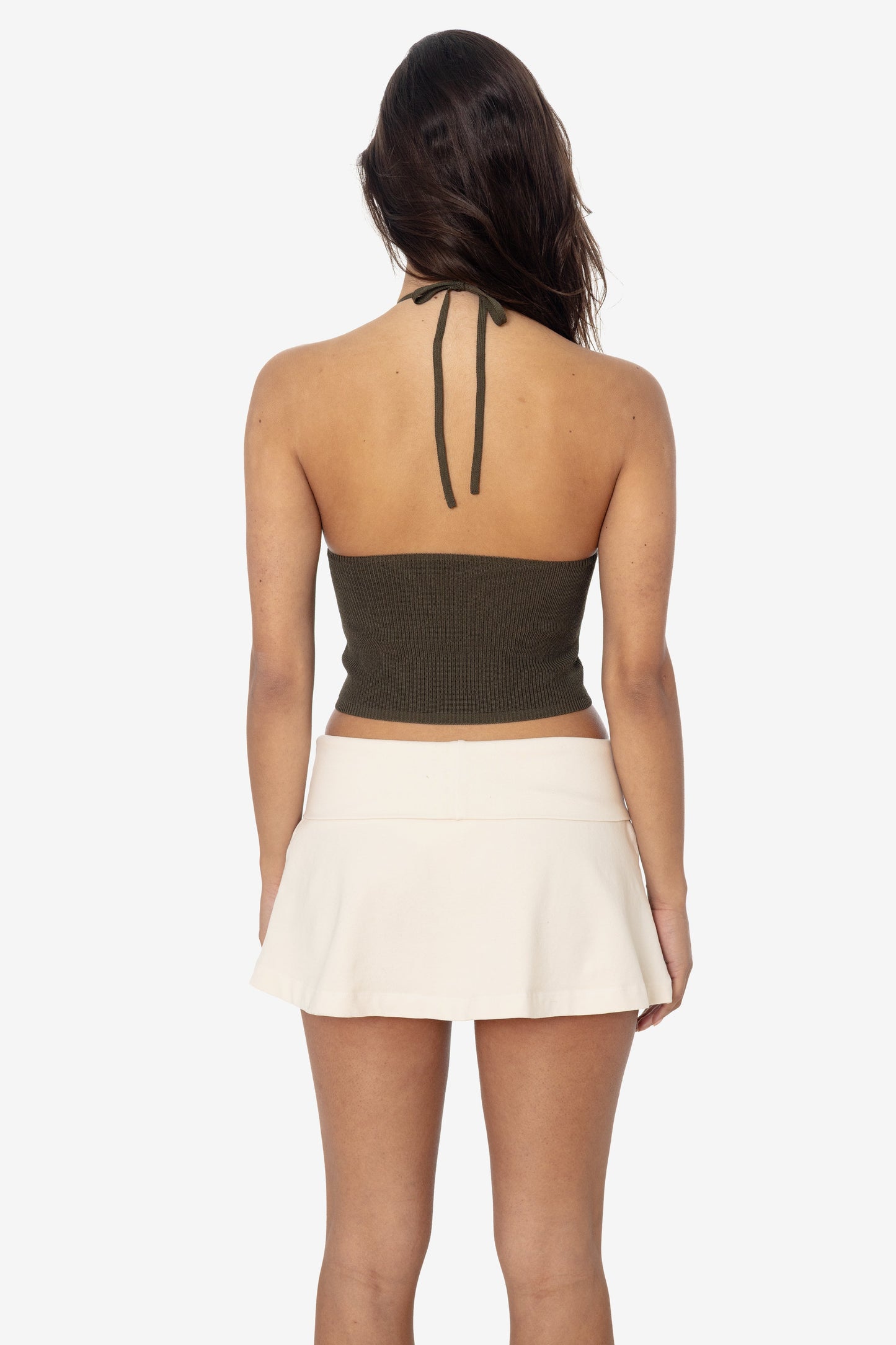 RFK406 - Viscose Nylon Cropped V-Neck Halter Top