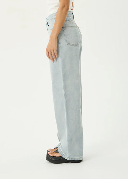 AFENDS Womens Bella - Denim Wide Leg Jean - Stone Blue