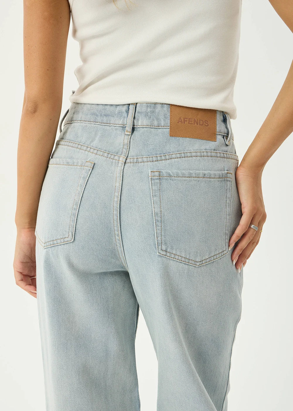 AFENDS Womens Bella - Denim Wide Leg Jean - Stone Blue