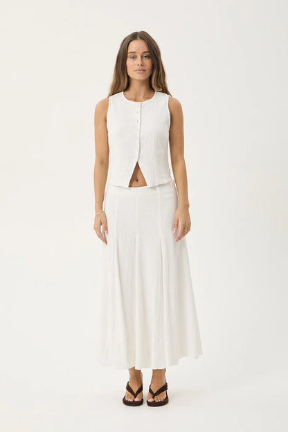AFENDS Womens Lana - Seersucker Midi Skirt - Off White