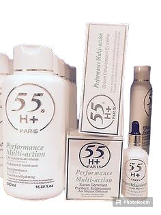 55H+ Multi Action Lotion, soap serum and cream combo 55H+
