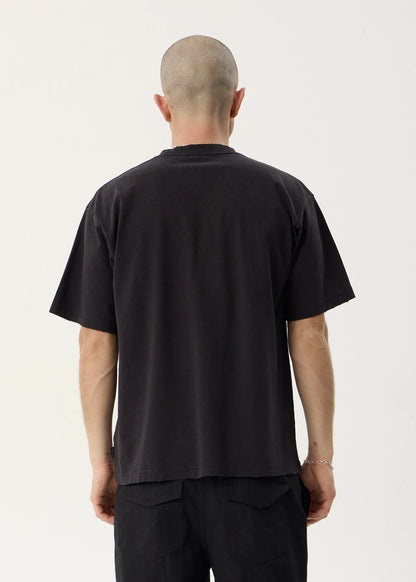 AFENDS Mens Devotion - Heavyweight Boxy Tee - Stone Black
