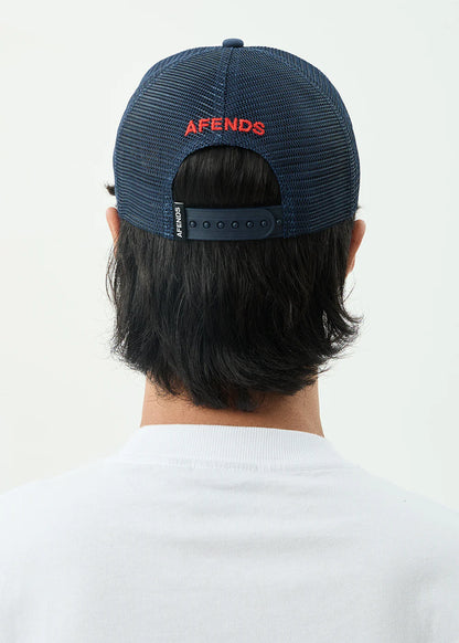 AFENDS Mens Flower Power - Five Panel Cap - Deep Sea