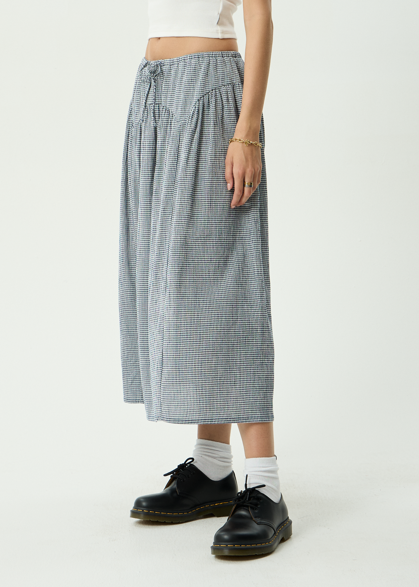 AFENDS Womens Marlow - Midi Skirt - Indy Navy Check