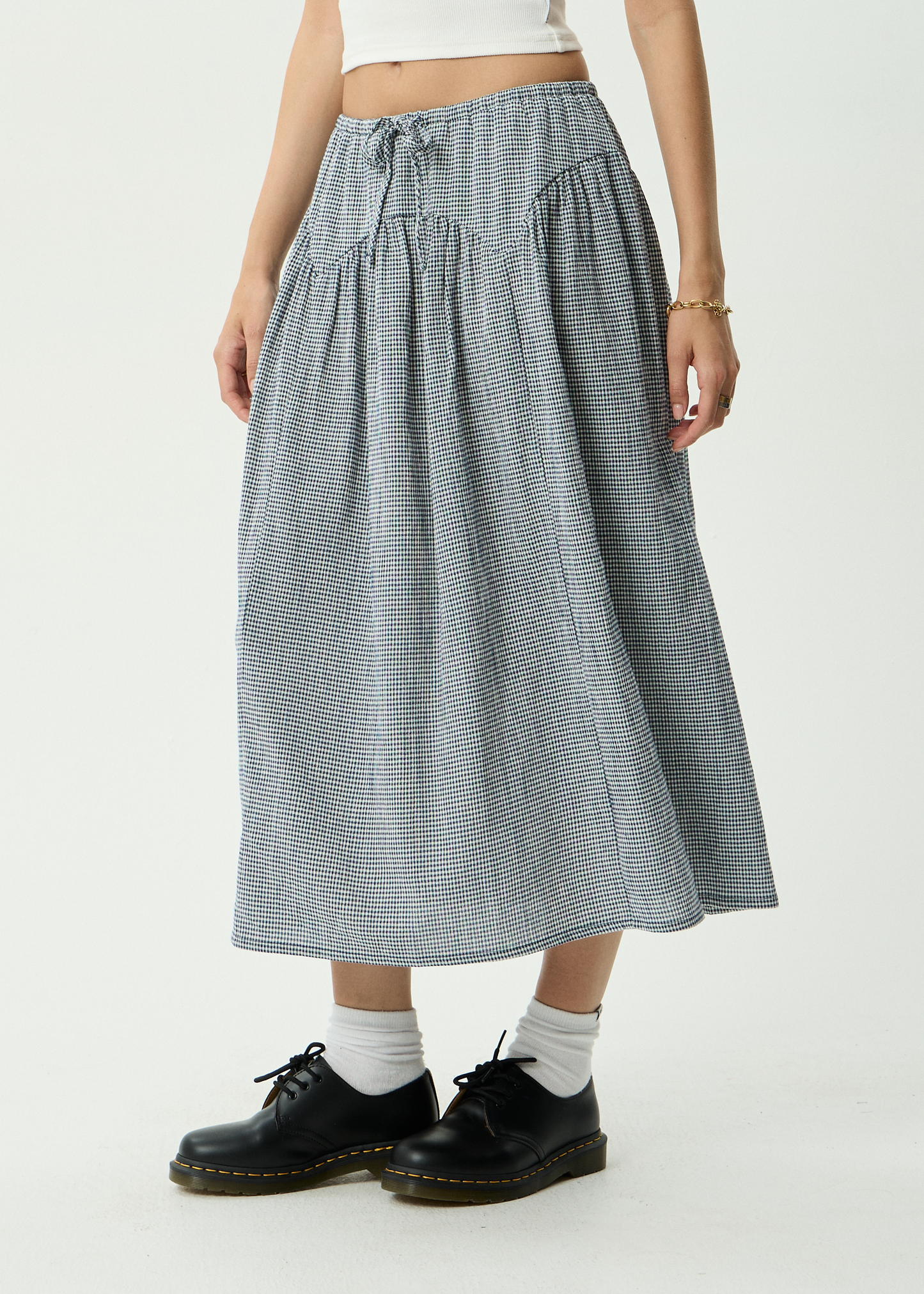AFENDS Womens Marlow - Midi Skirt - Indy Navy Check