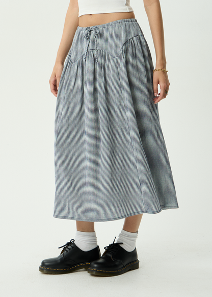 AFENDS Womens Marlow - Midi Skirt - Indy Navy Check