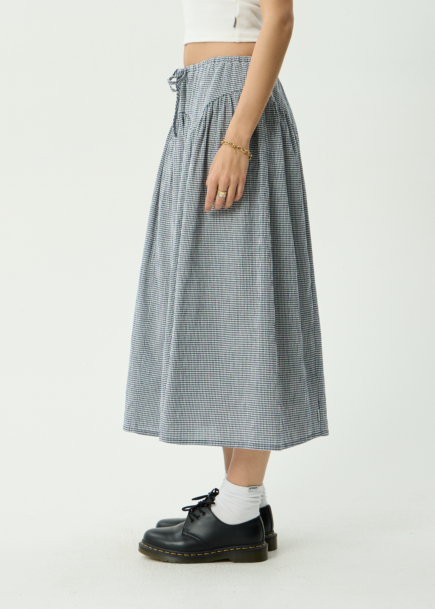 AFENDS Womens Marlow - Midi Skirt - Indy Navy Check