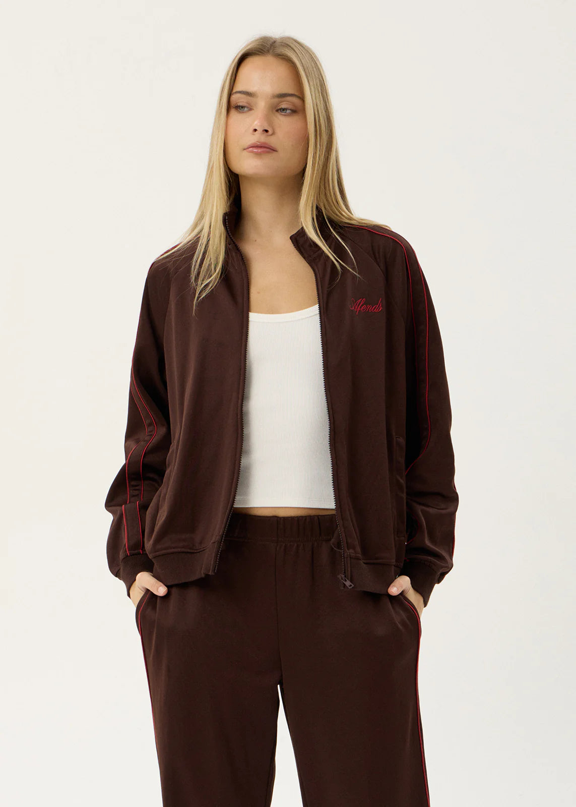 AFENDS Womens Avenue - Track Jacket - Coffee