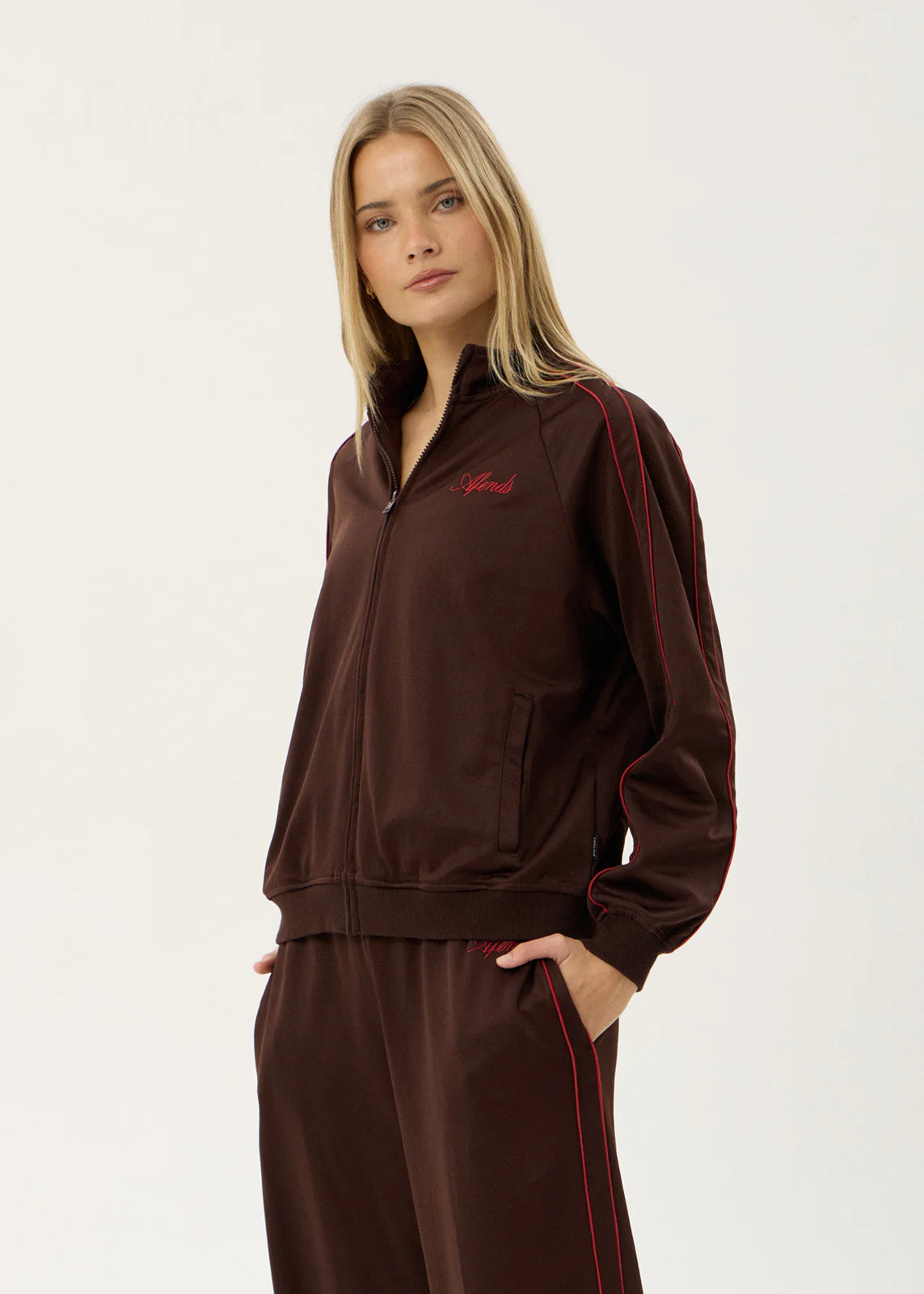 AFENDS Womens Avenue - Track Jacket - Coffee