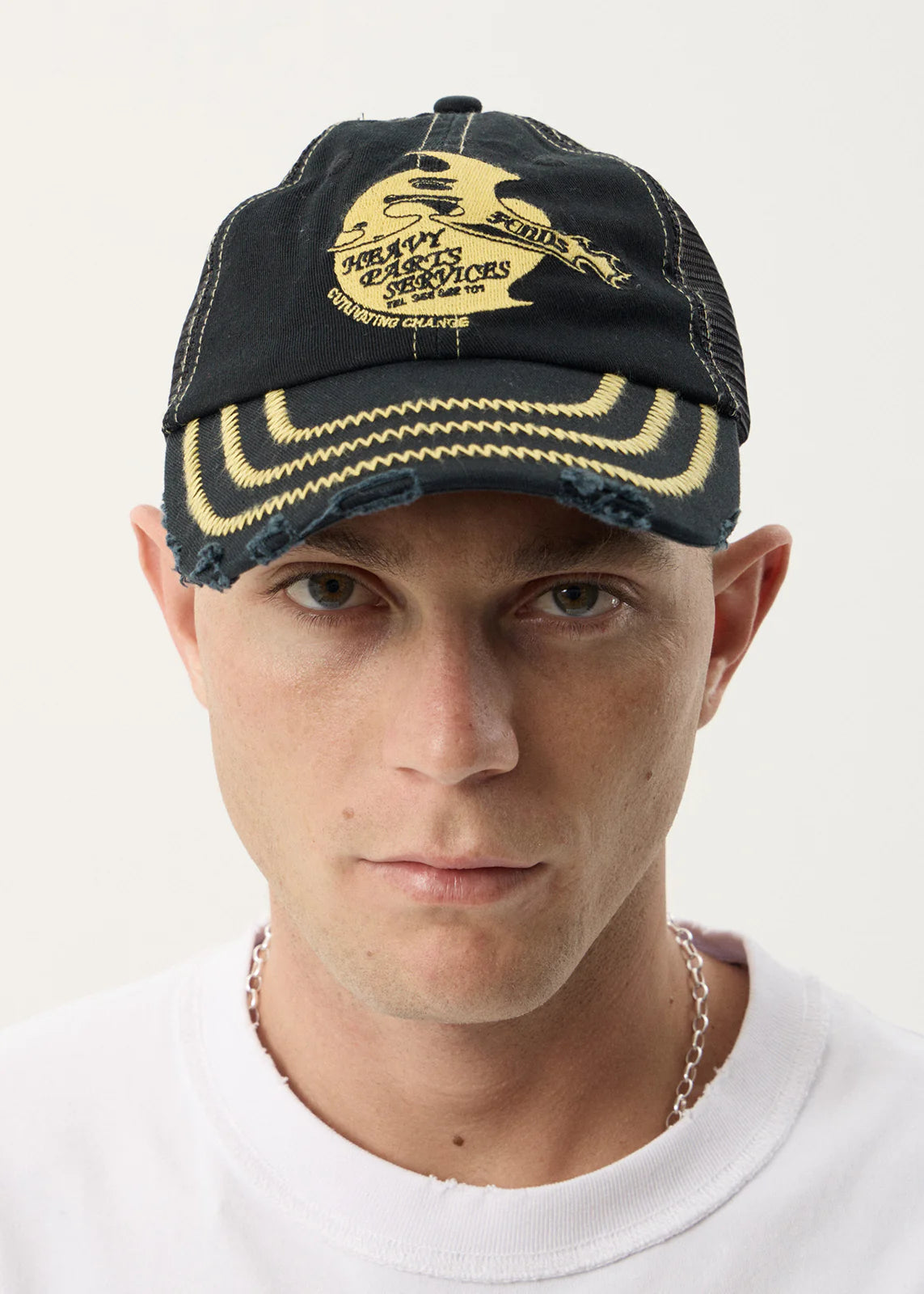 AFENDS Unisex Heavy Parts - Six Panel Mesh Cap - Stone Black