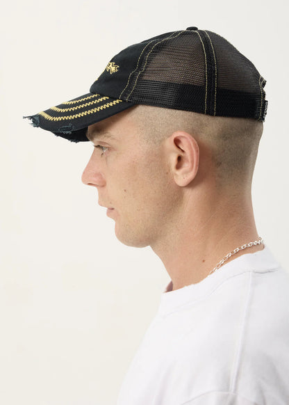 AFENDS Unisex Heavy Parts - Six Panel Mesh Cap - Stone Black