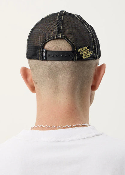 AFENDS Unisex Heavy Parts - Six Panel Mesh Cap - Stone Black