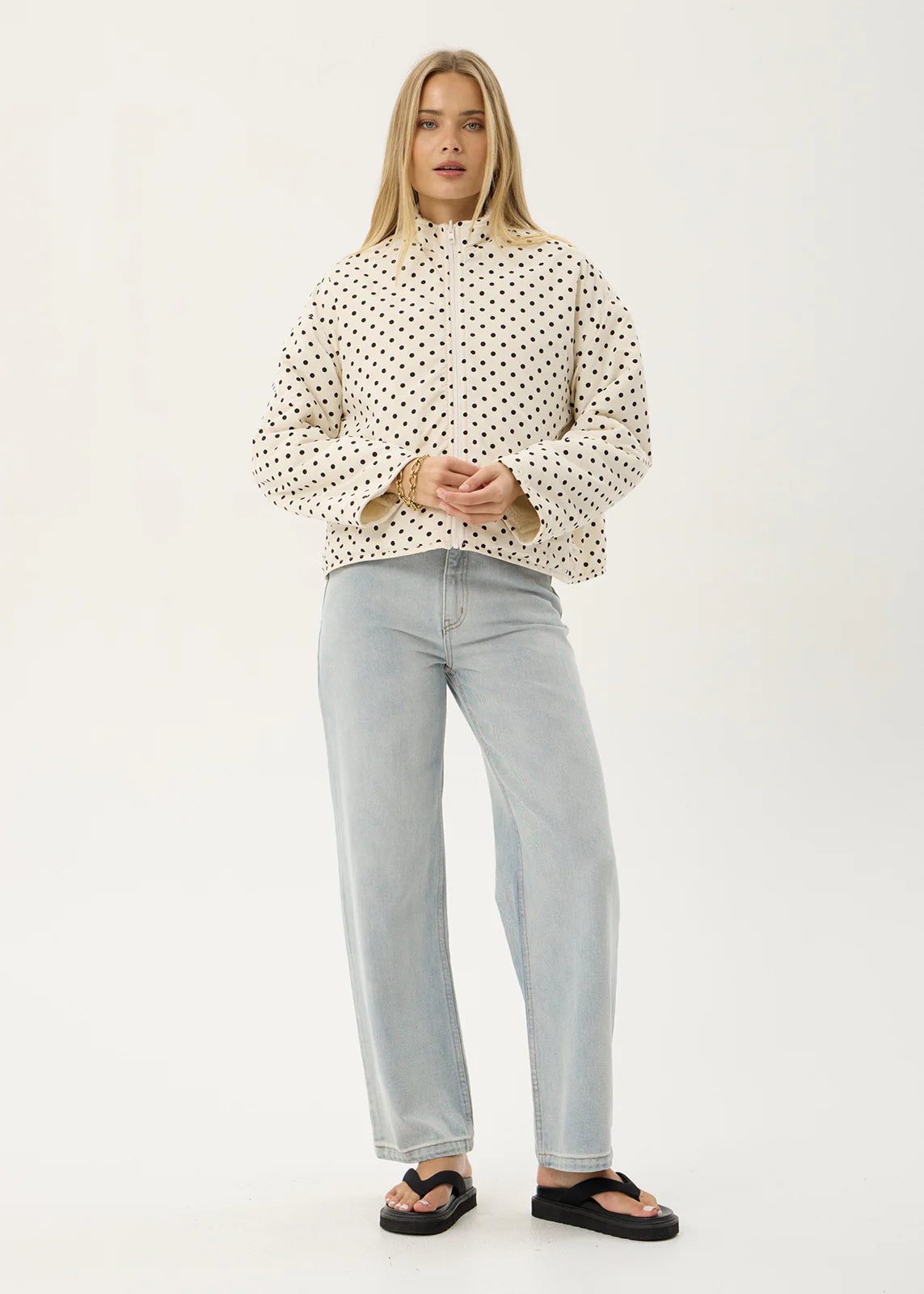 AFENDS Womens Berlin - Reversible Polar Fleece Jacket - Moonbeam