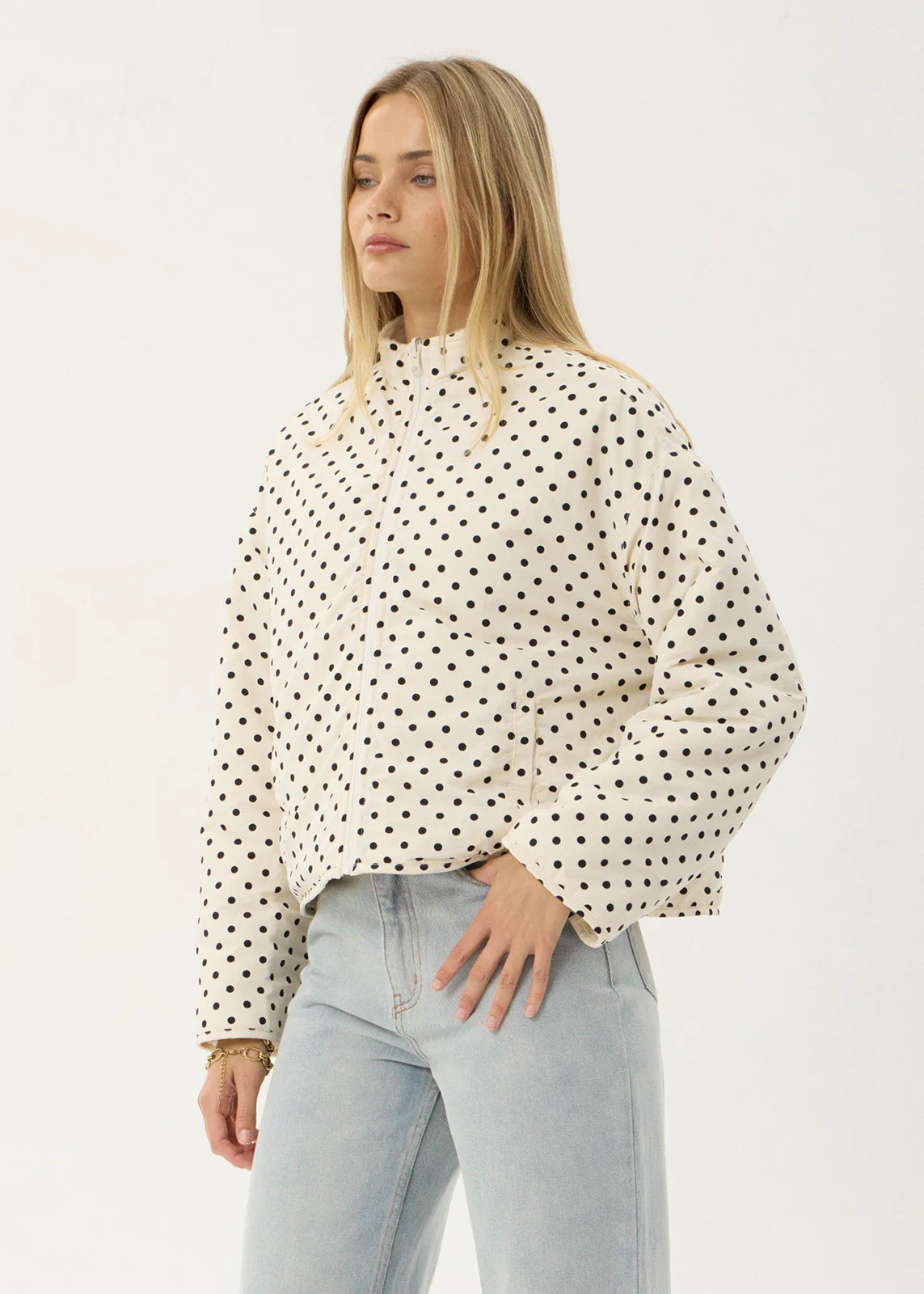 AFENDS Womens Berlin - Reversible Polar Fleece Jacket - Moonbeam