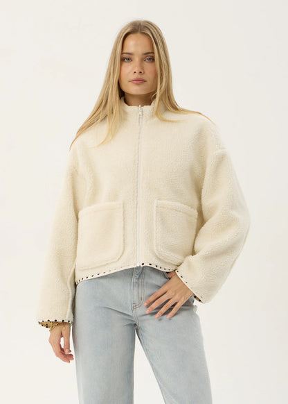 AFENDS Womens Berlin - Reversible Polar Fleece Jacket - Moonbeam