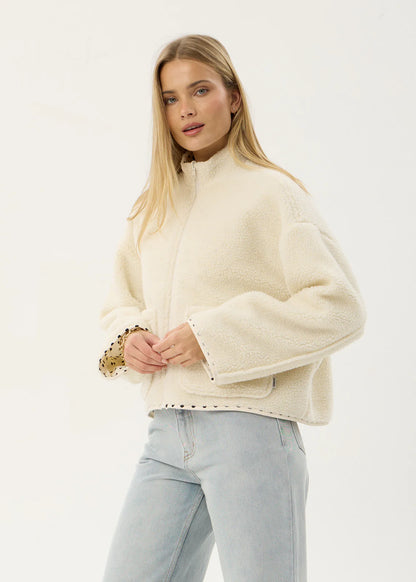 AFENDS Womens Berlin - Reversible Polar Fleece Jacket - Moonbeam