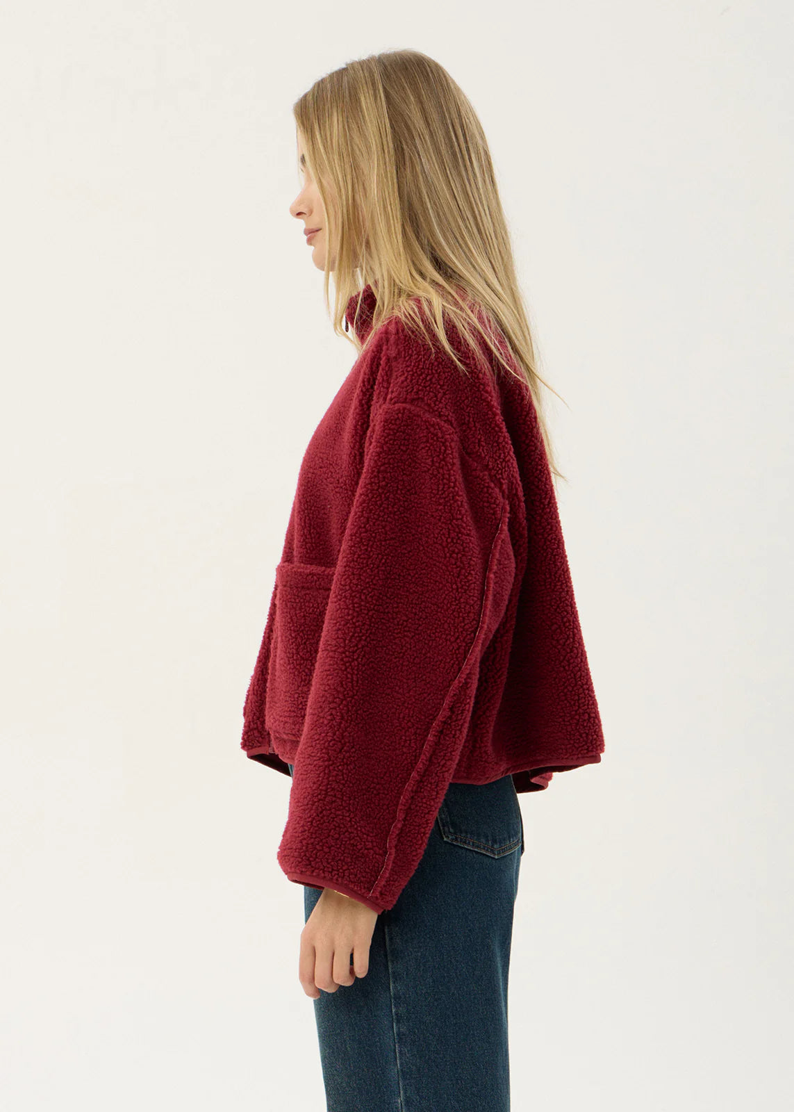 AFENDS Womens Berlin - Reversible Polar Fleece Jacket - Burgundy