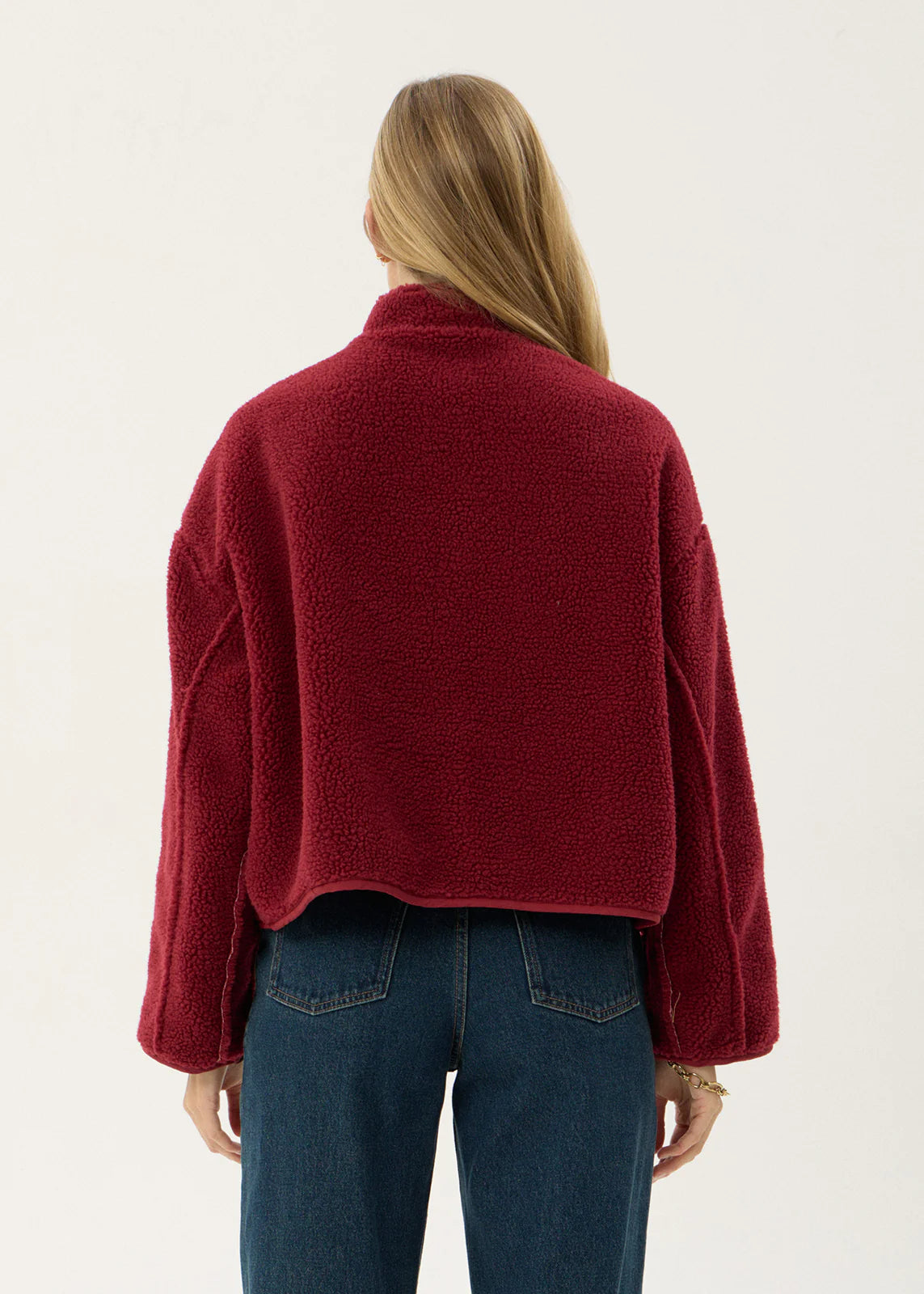 AFENDS Womens Berlin - Reversible Polar Fleece Jacket - Burgundy