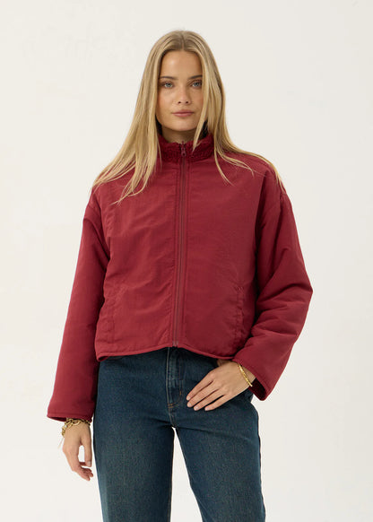 AFENDS Womens Berlin - Reversible Polar Fleece Jacket - Burgundy
