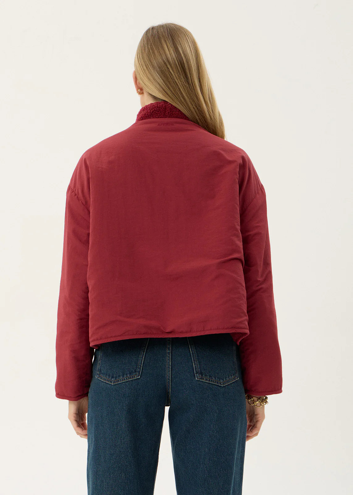 AFENDS Womens Berlin - Reversible Polar Fleece Jacket - Burgundy
